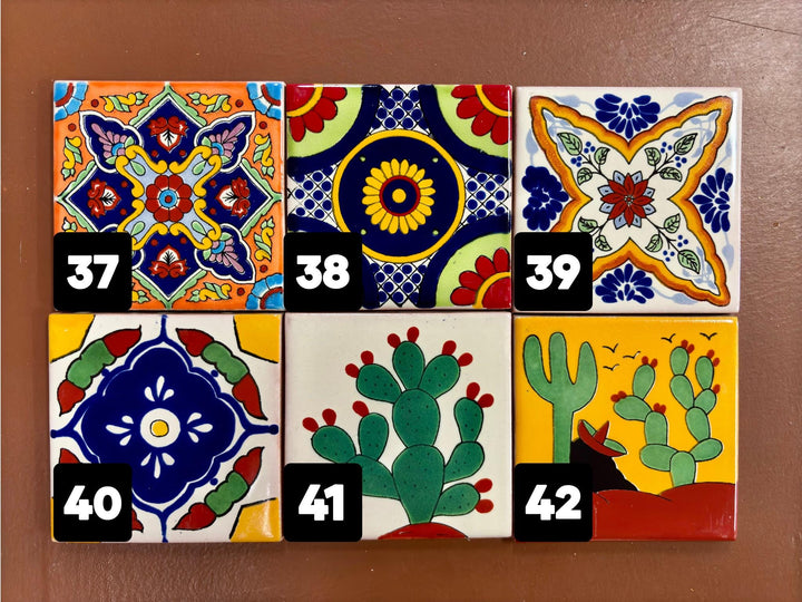 Set of 20 Small Hand Painted Tiles