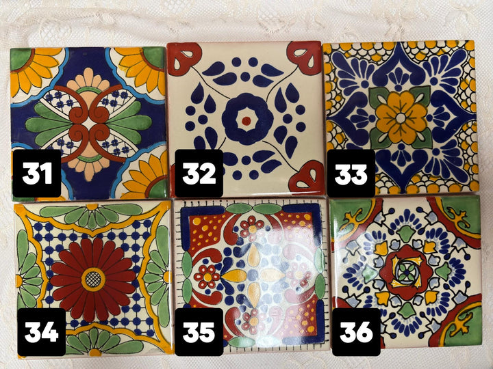 Set of 20 Small Hand Painted Tiles
