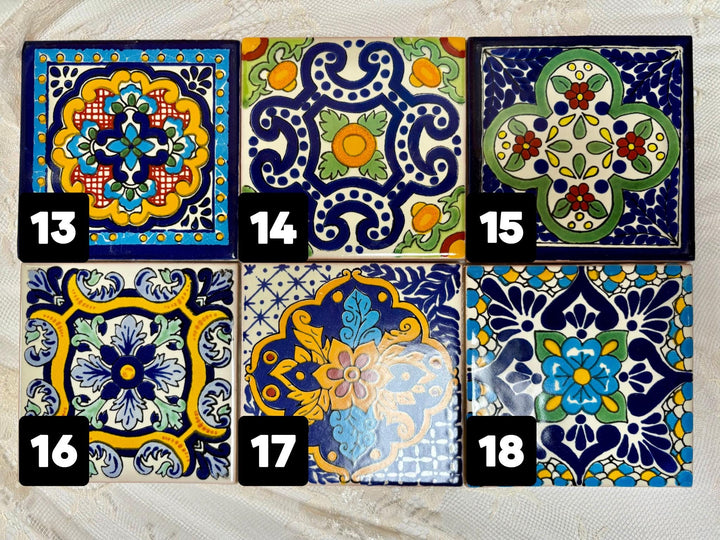 Set of 20 Small Hand Painted Tiles