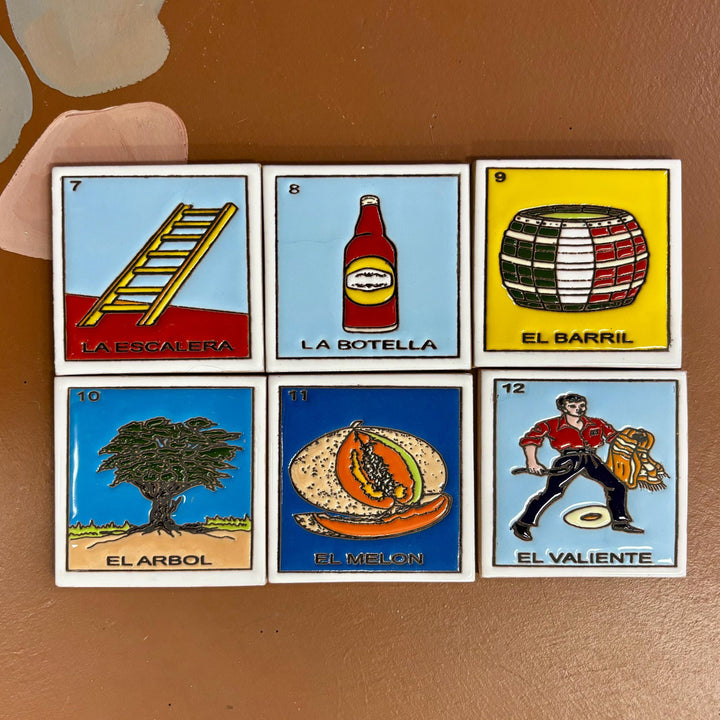 Single Loteria Small Hand Painted Tile