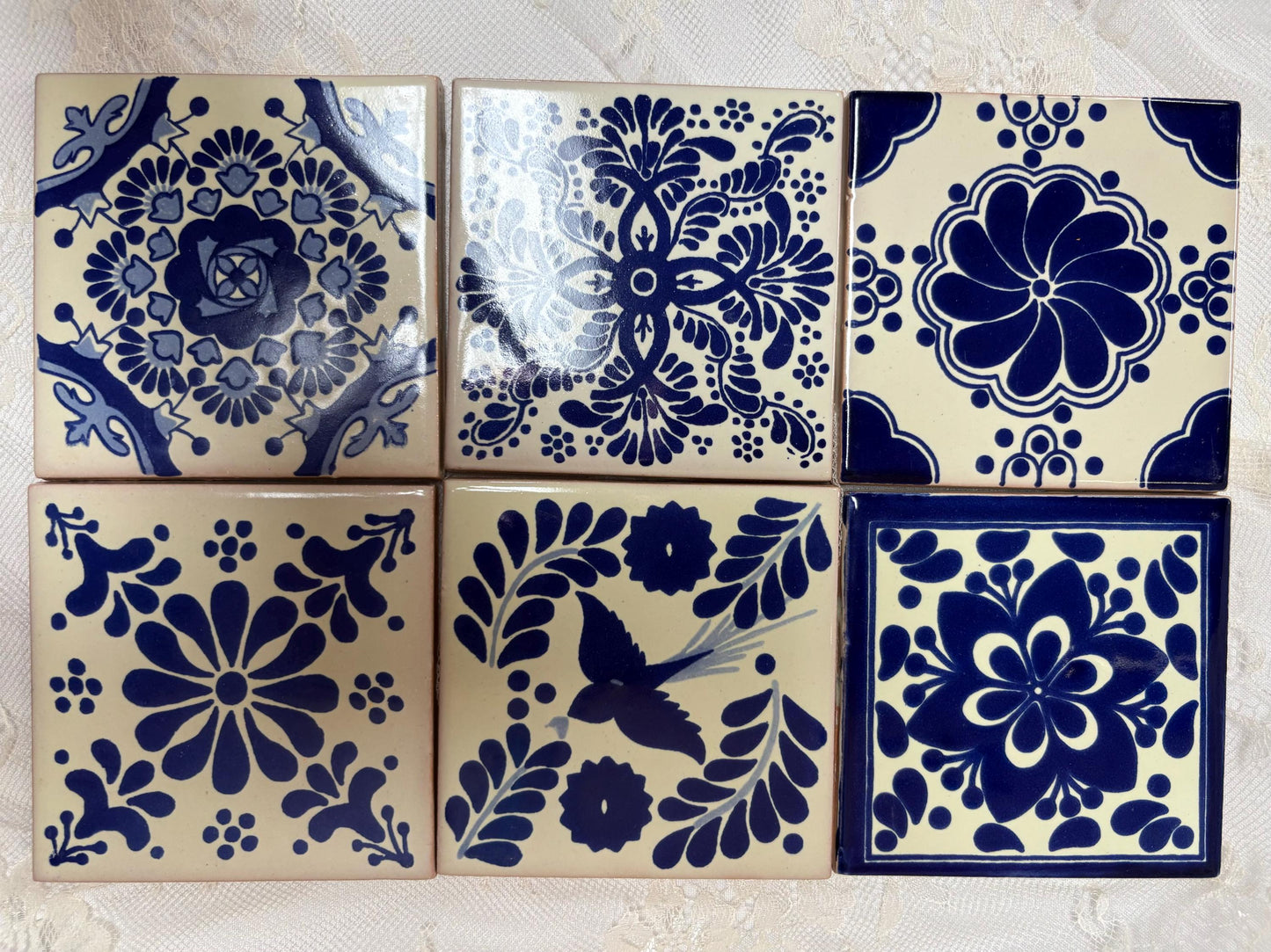 50 Assorted Small Hand Painted Tiles - Over 50 Authentic Mexican Talavera Designs Available!