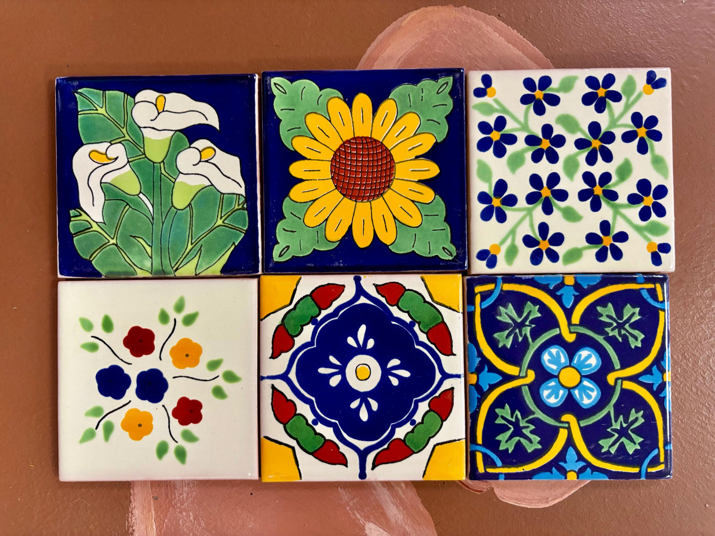 50 Assorted Small Hand Painted Tiles - Over 50 Authentic Mexican Talavera Designs Available!