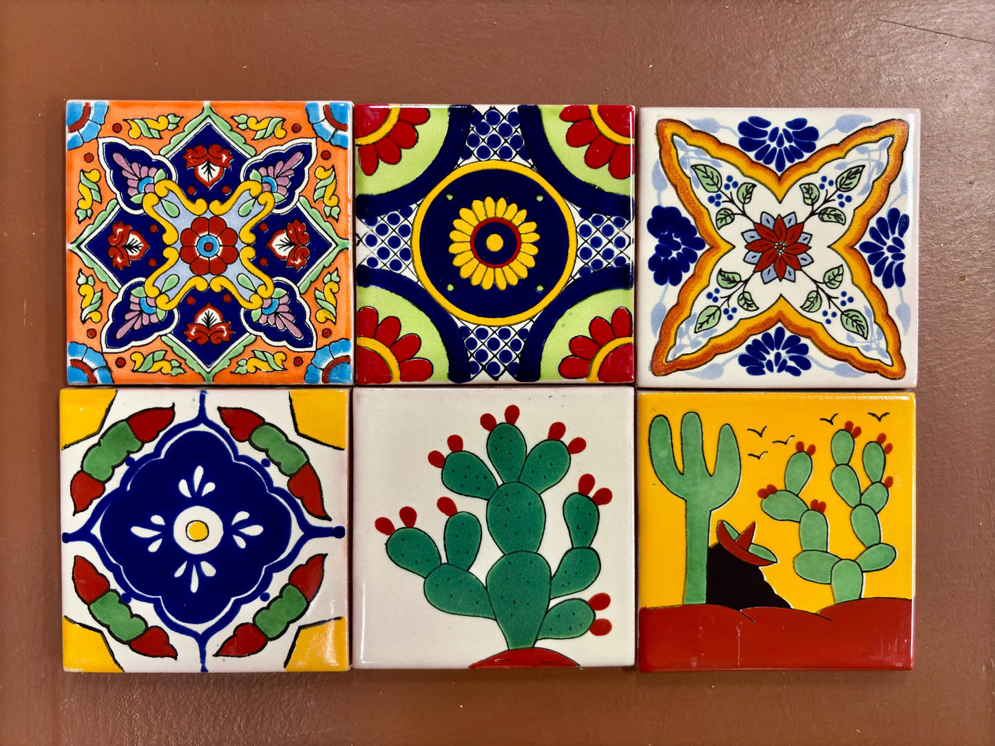 50 Assorted Small Hand Painted Tiles - Over 50 Authentic Mexican Talavera Designs Available!