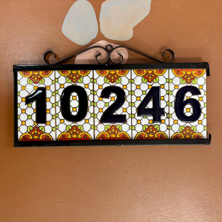 Single Hand Painted House Number Tile