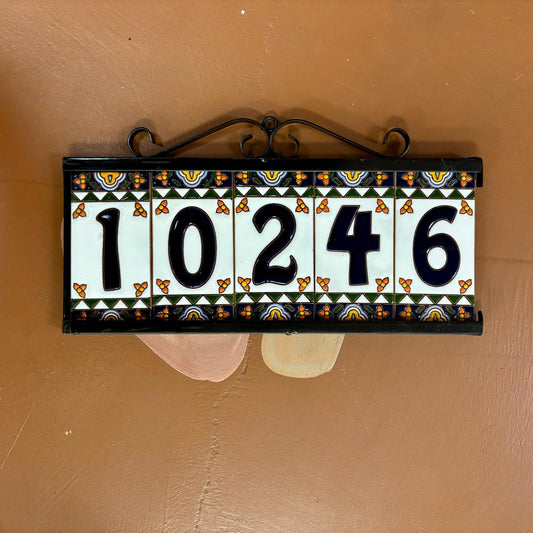 Single Hand Painted House Number Tile, Authentic Ceramic Hand Crafted Mexican Talavera