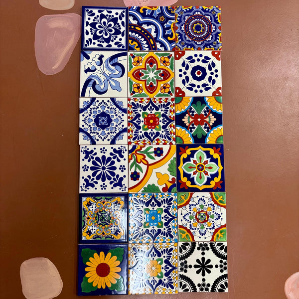 Set of 20 Medium Hand Painted Tiles