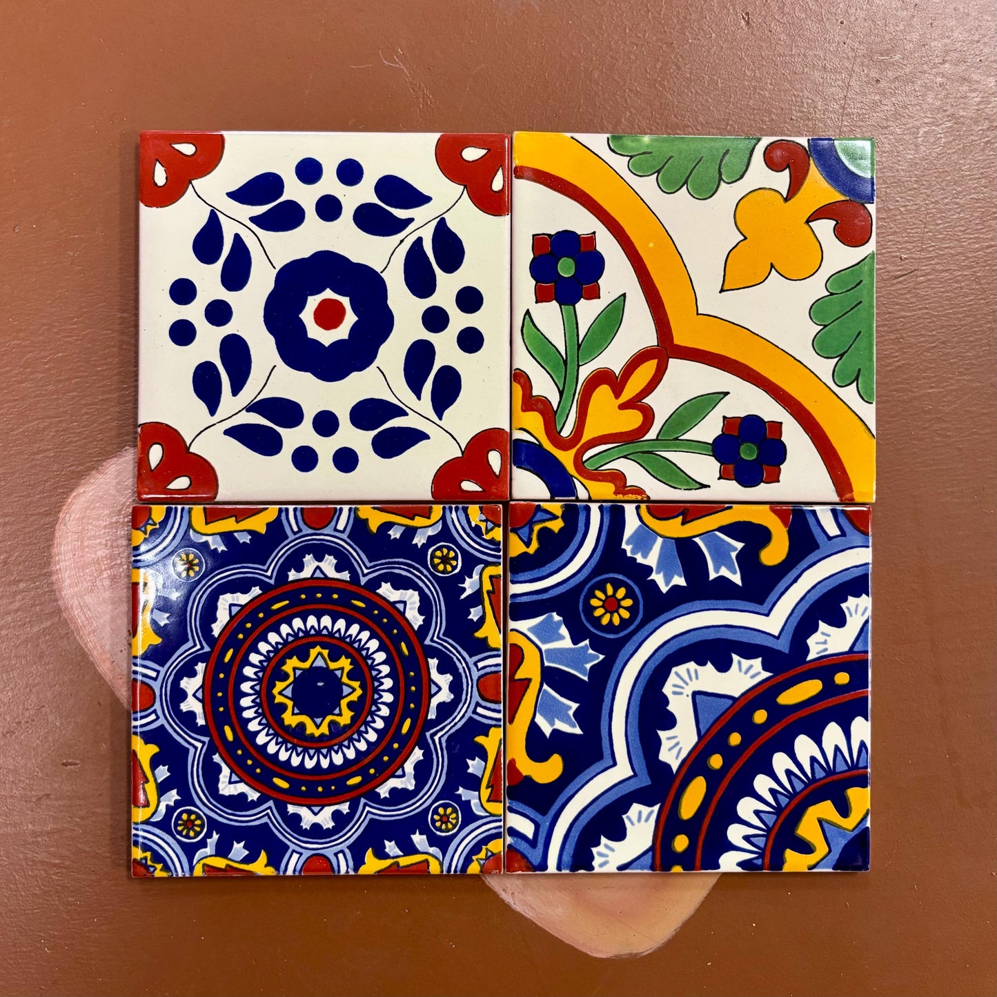 Set of 20 Medium Hand Painted Tiles, 18 Authentic Mexican Talavera Designs Available!