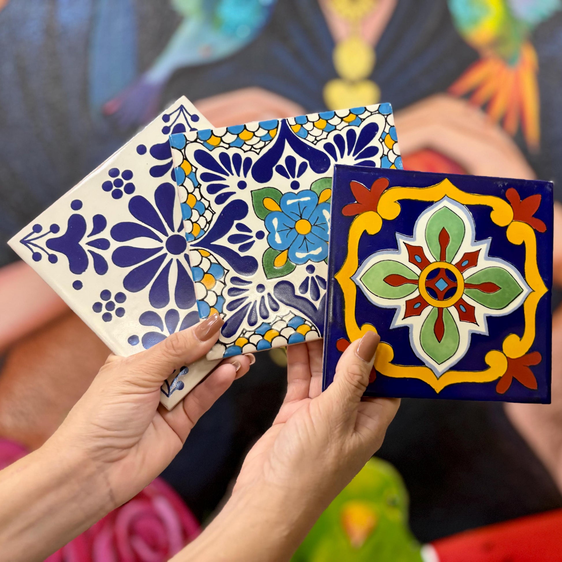 Single Hand Painted Medium Tile, 18 Authentic Ceramic Hand Crafted Mexican Talavera Designs Available!