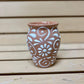 Clay Beige and White Talavera Mexican Jug Cantarito, Authentic Ceramic Hand Crafted Mexican Talavera