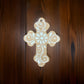 Clay Beige and White Hand Painted S Clover Cross, Authentic Ceramic Hand Crafted Mexican Talavera