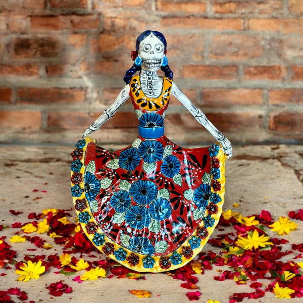 Hand Painted Dancer Catrina Day of the Dead Sculpture Statue