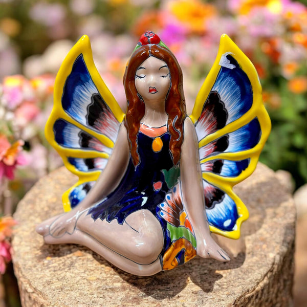 Ethereal Hand Painted Sitting Fairy Statue