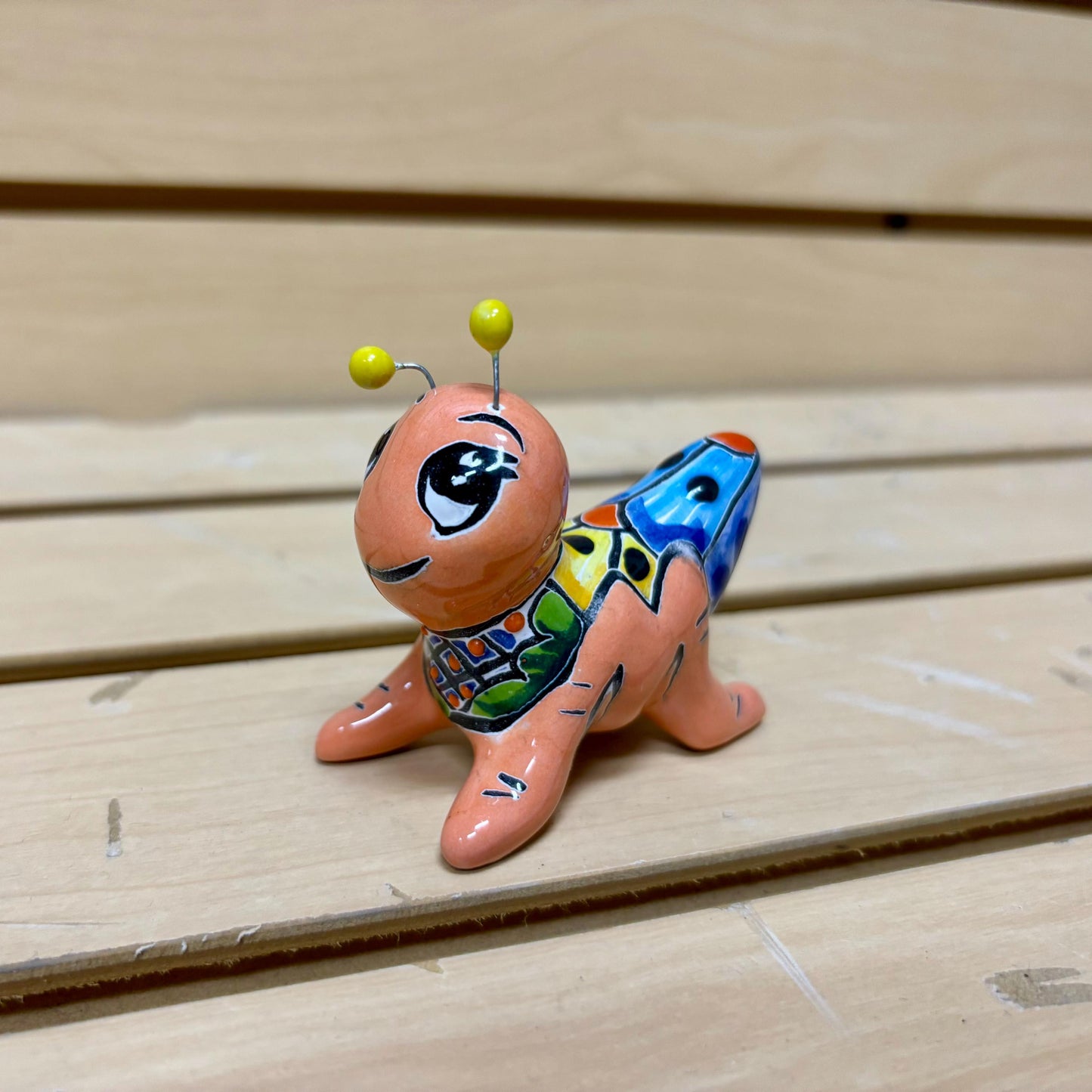 Cute Hand Painted Grasshopper Figure, Authentic Mexican Ceramic Hand Crafted Talavera