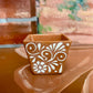 Beige Clay and White Hand Painted Cubed Planter Pot, Authentic Ceramic Handcrafted Mexican Talavera