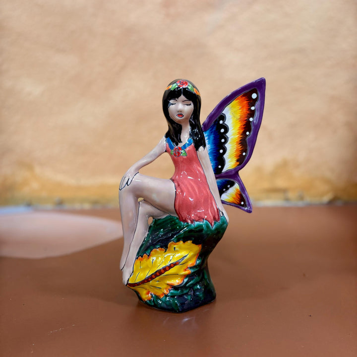 Hand Painted Fairy on Rock Figure