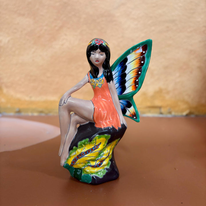 Hand Painted Fairy on Rock Figure