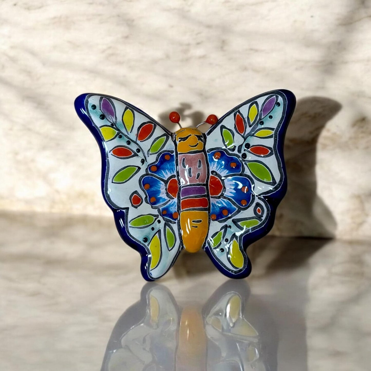 Cute Hand Painted Butterfly Figure, Authentic Mexican Ceramic Hand Crafted Talavera