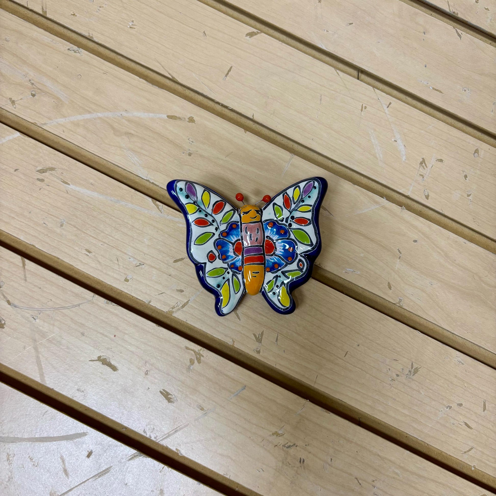 Cute Hand Painted Butterfly Figure, Authentic Mexican Ceramic Hand Crafted Talavera