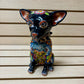 Hand Painted Day of the Dead Chihuahua Dog Sculpture, Authentic Ceramic Hand Crafted Mexican Talavera