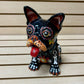 Hand Painted Day of the Dead French Bulldog Dog Sculpture, Authentic Mexican Ceramic Hand Crafted Talavera