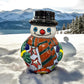 Hand Painted Hollow Snowman Holiday Statue For Tea Candle, Authentic Mexican Ceramic Hand Crafted Talavera