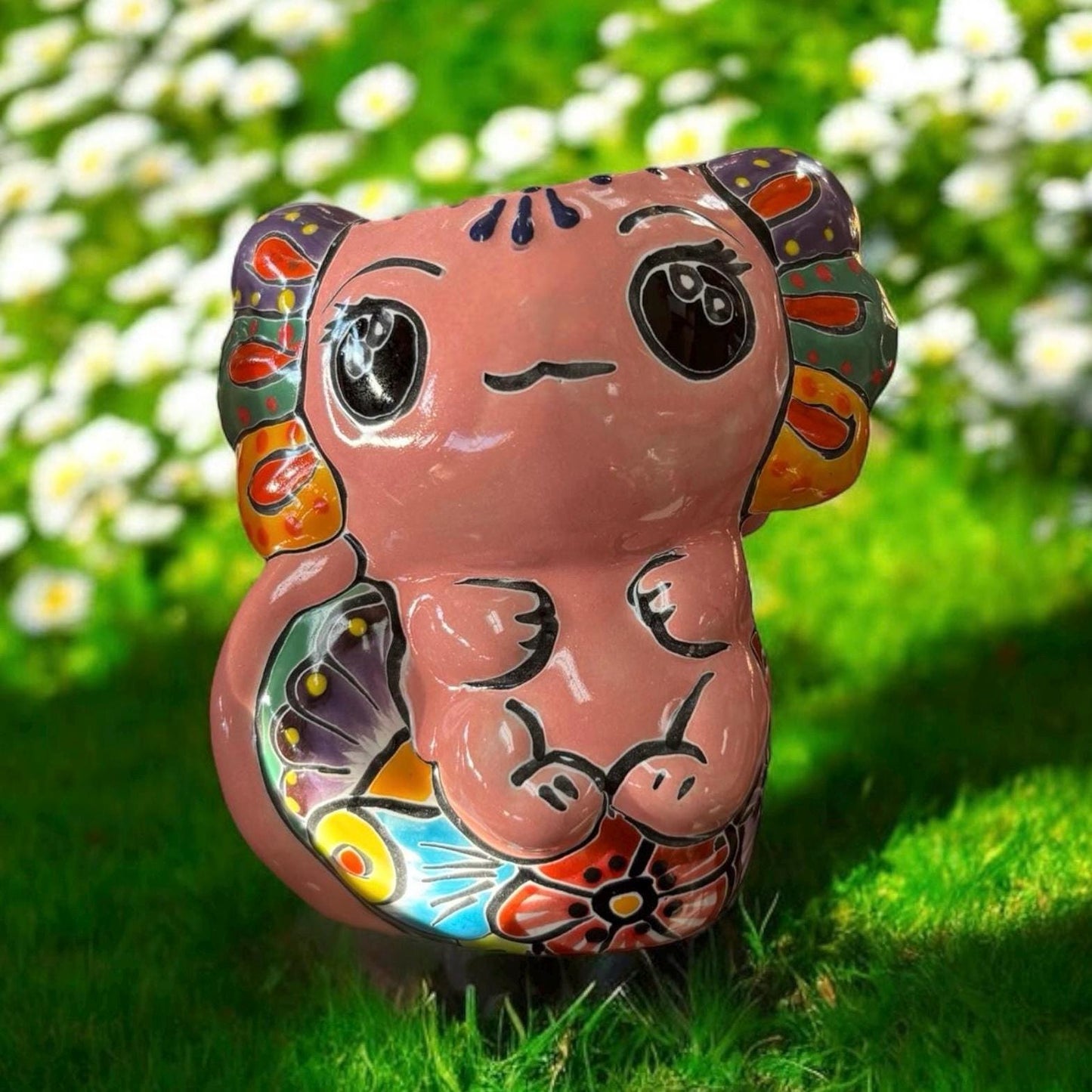 Cute Hand Painted Axolotl Planter Pot, Authentic Ceramic Hand Crafted Mexican Talavera