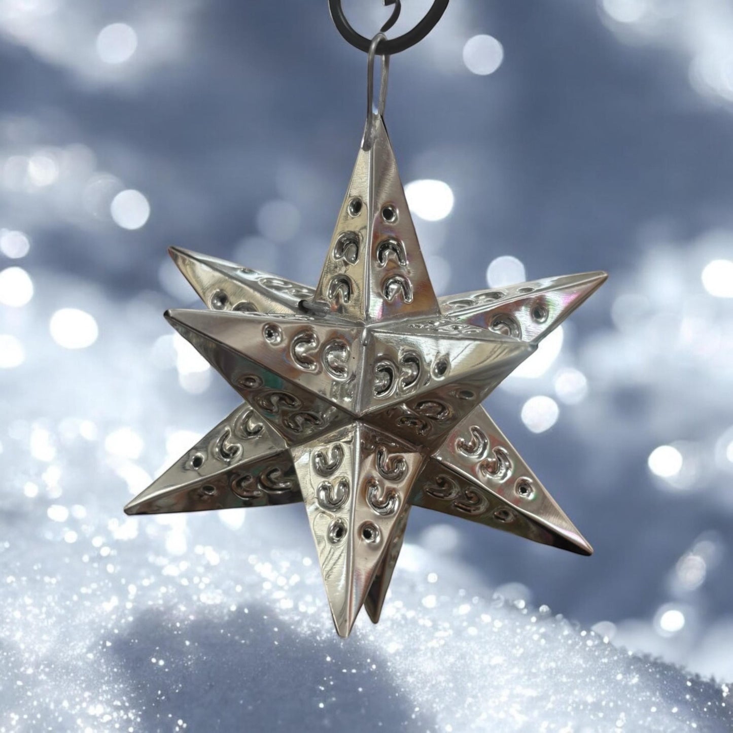 Hand Crafted Star Christmas Tree Holiday Ornament, Authentic Ceramic Hand Crafted Mexican Art