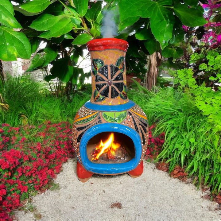 Cozy Hand Painted Outdoor Terracotta Chimney