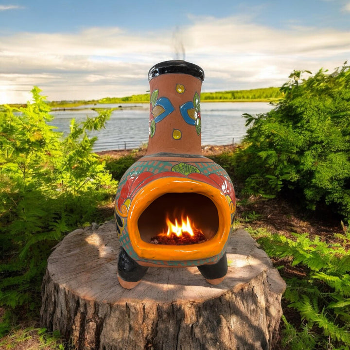 Cozy Hand Painted Outdoor Terracotta Chimney