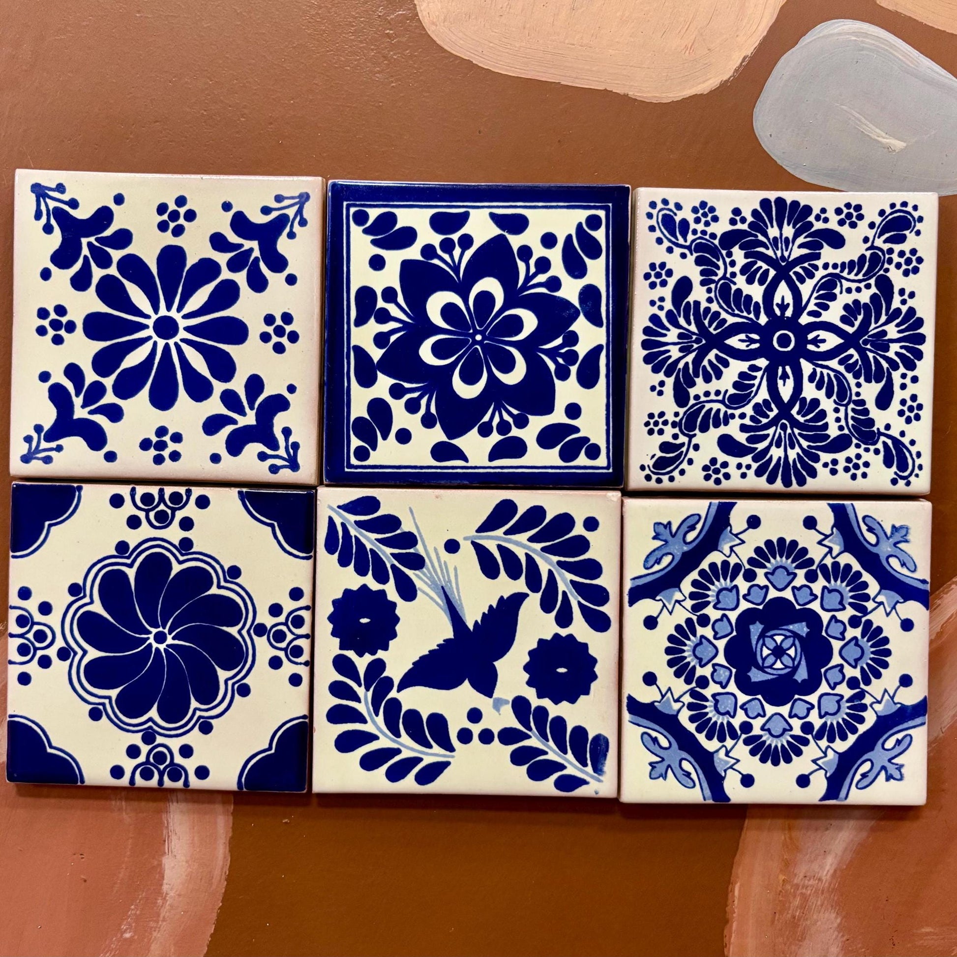 Set of 20 Small Hand Painted Tiles, 6 Unique Mexican Talavera Designs Available!