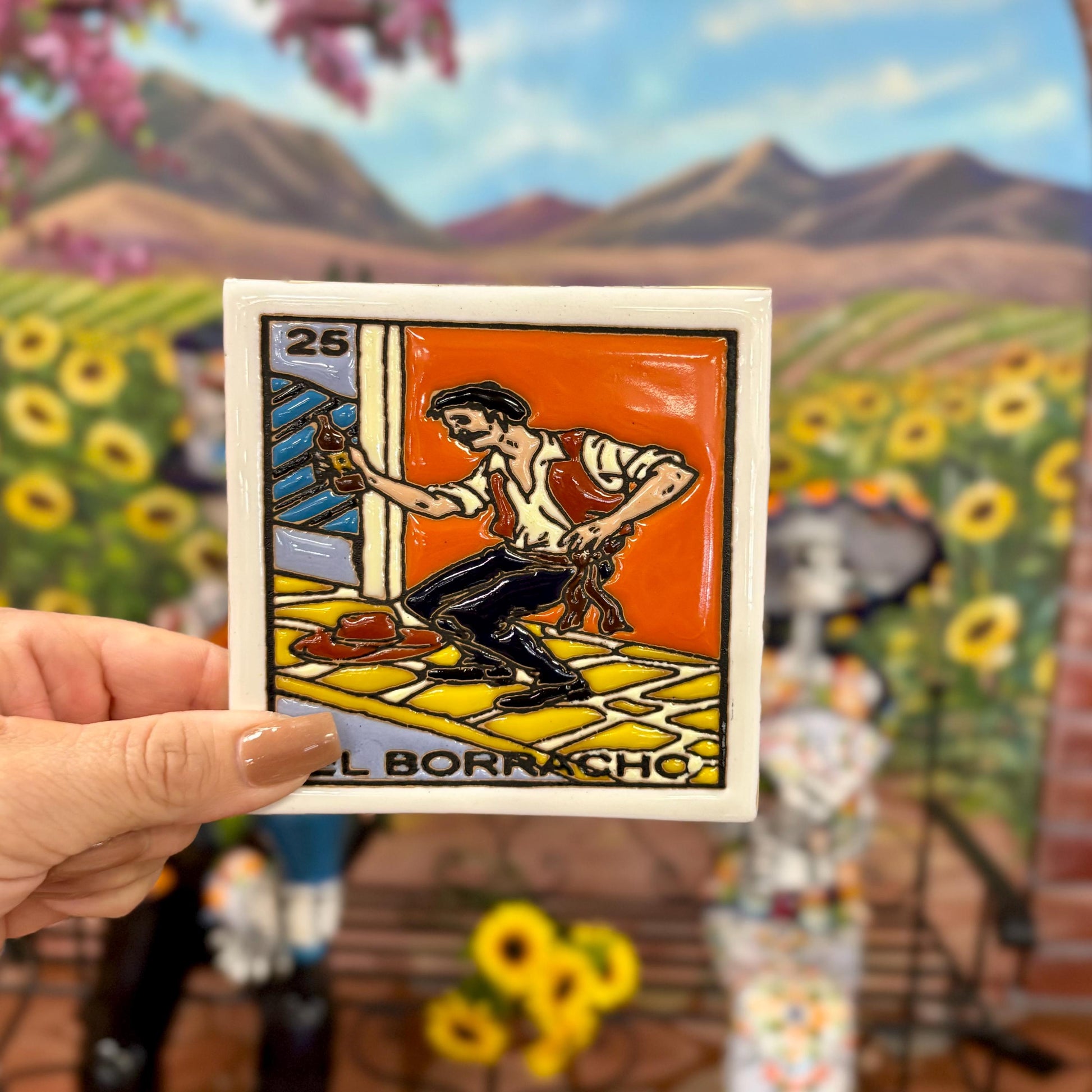 Single Loteria Small Hand Painted Tile, 54 Unique Authentic Ceramic Hand Crafted Mexican Talavera Designs Available!