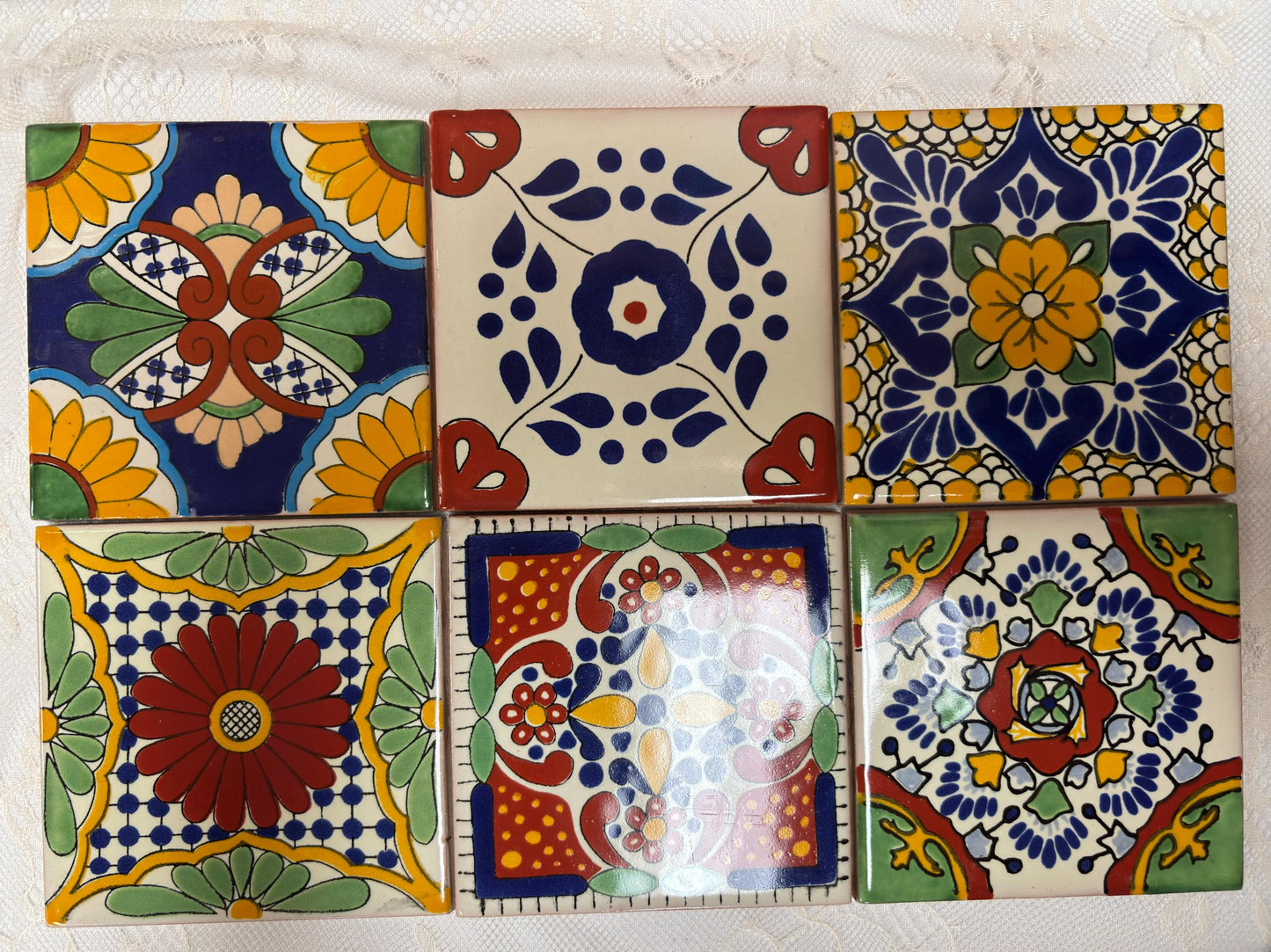 50 Assorted Small Hand Painted Tiles - Over 50 Authentic Mexican Talavera Designs Available!