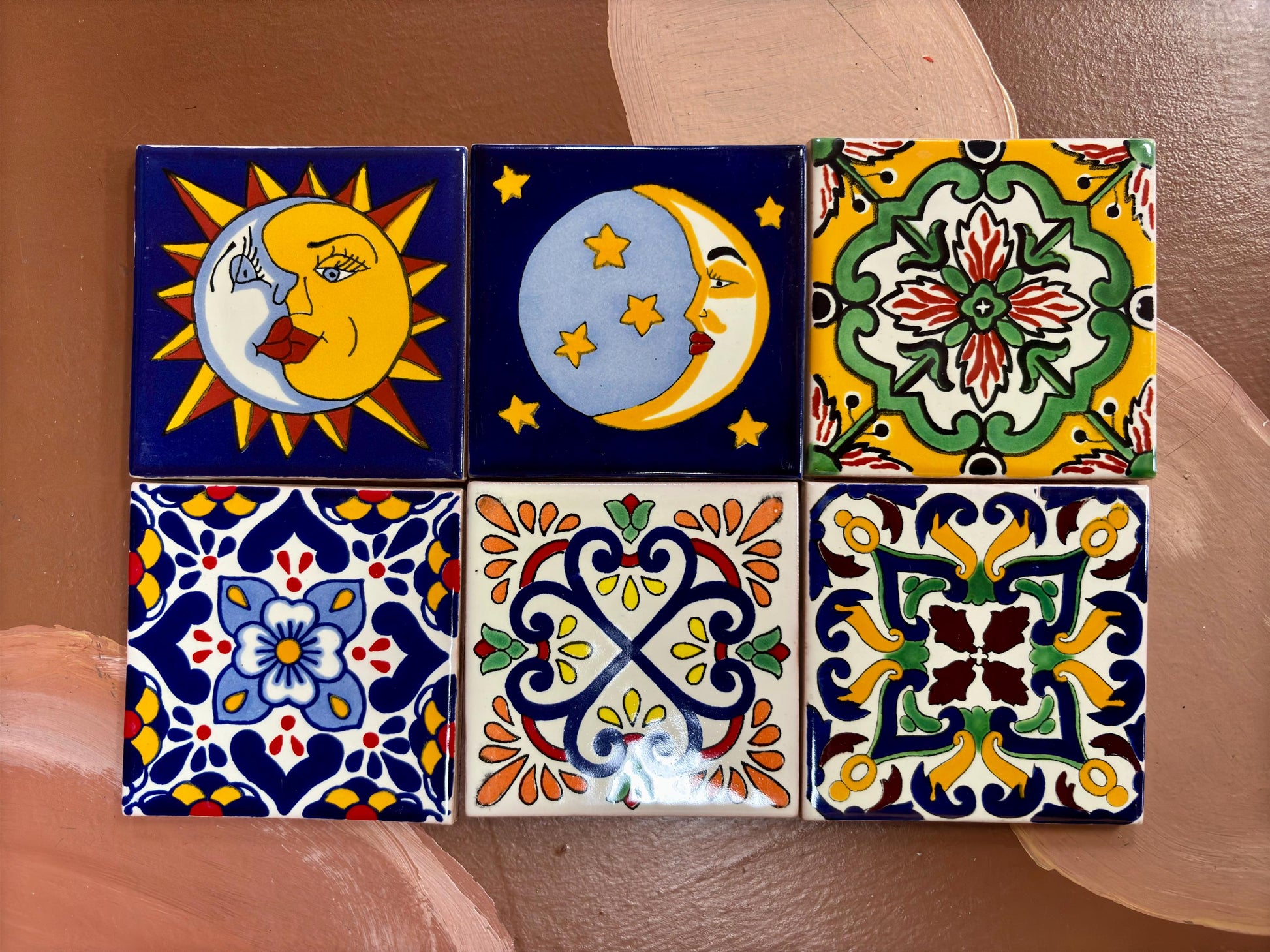 50 Assorted Small Hand Painted Tiles - Over 50 Authentic Mexican Talavera Designs Available!