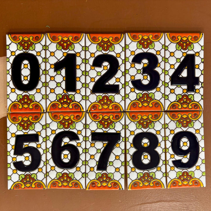 Single Hand Painted House Number Tile