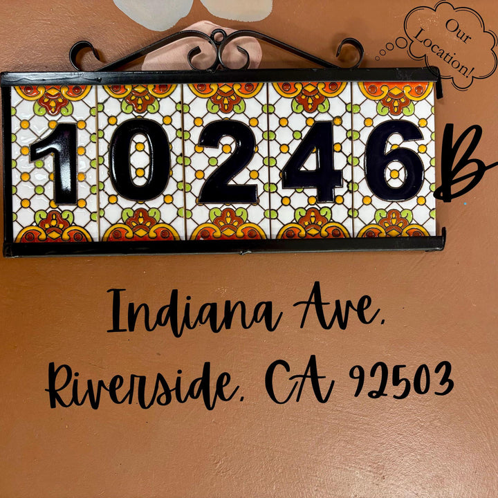 Single Hand Painted House Number Tile