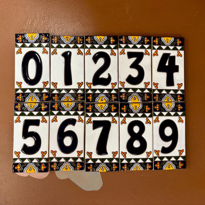 Frame and Set of 2 House Number Hand Painted Tiles