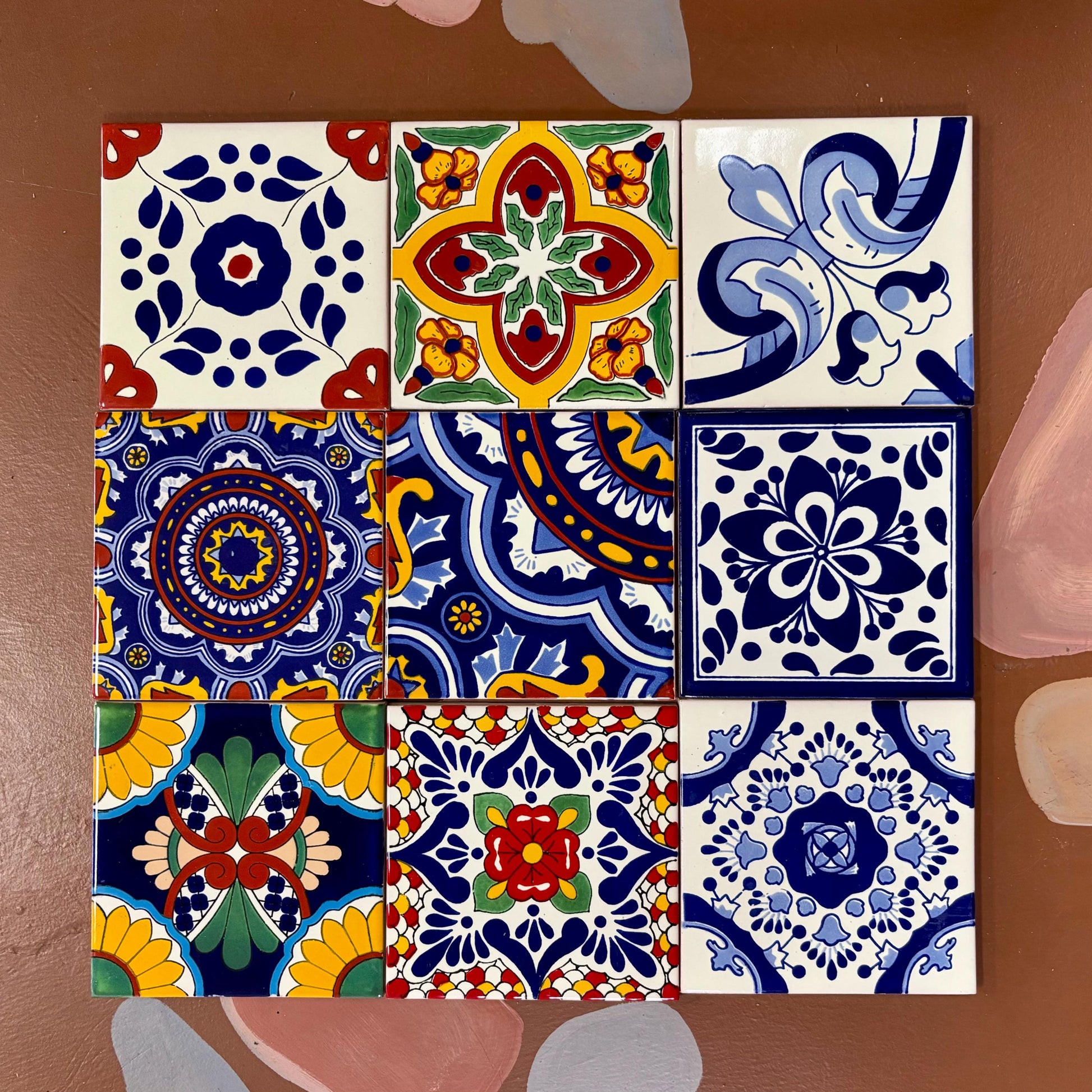 Single Hand Painted Medium Tile, 18 Authentic Ceramic Hand Crafted Mexican Talavera Designs Available!