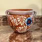 Hand Painted Planter Pot with Handles, Authentic Mexican Ceramic Hand Crafted Talavera