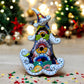 Wispy Hand Painted Hollow Christmas Tree Holiday Statue for Electric Candle, Authentic Mexican Ceramic Hand Crafted Talavera