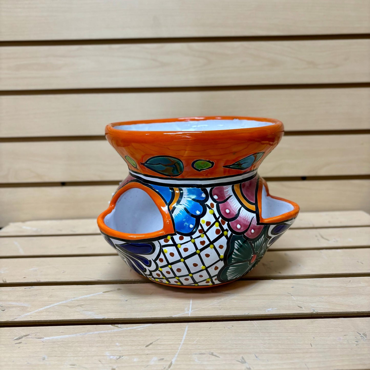 Colorful Hand Painted Strawberry S Planter Pot, Authentic Mexican Ceramic Hand Crafted Talavera