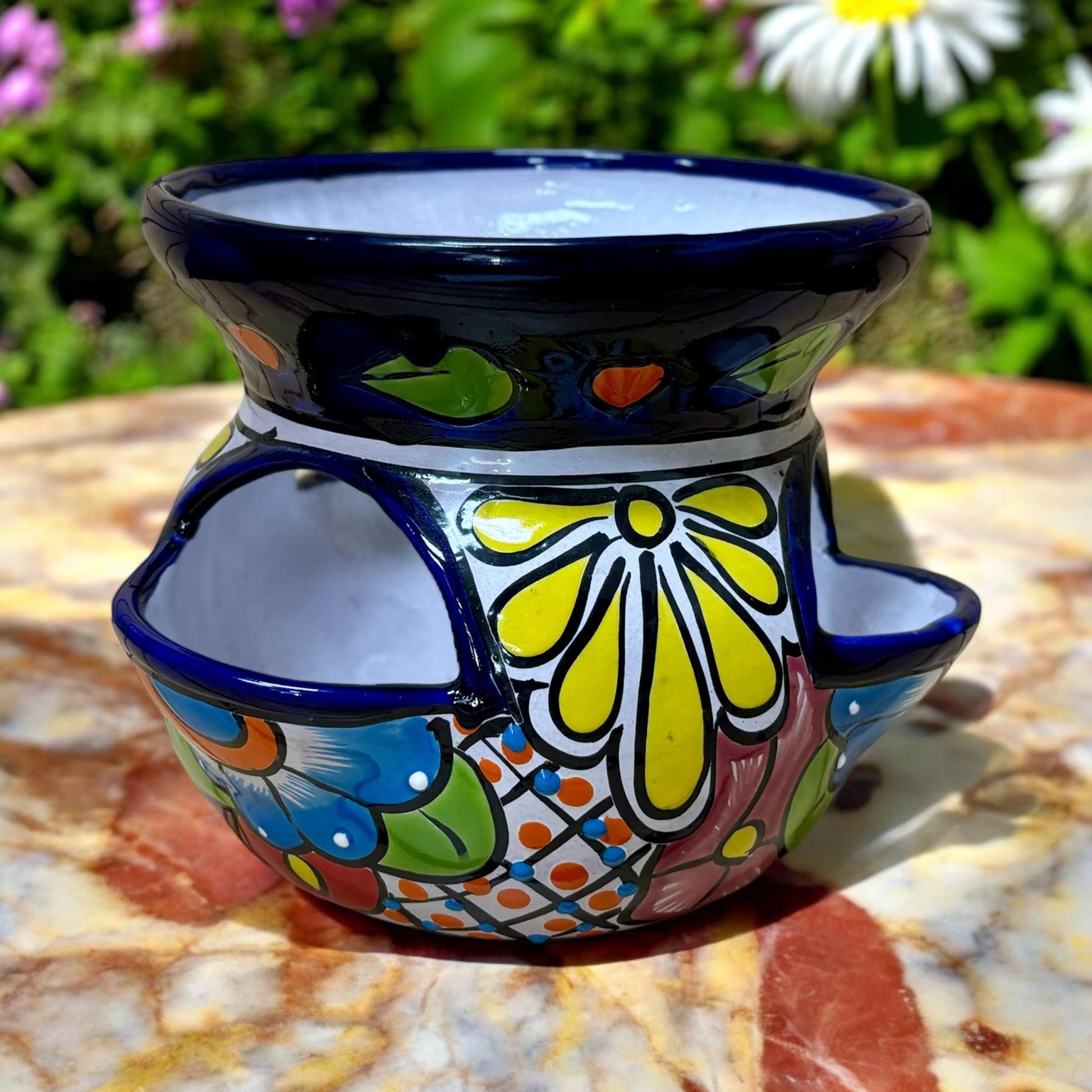 Colorful Hand Painted Strawberry S Planter Pot, Authentic Mexican Ceramic Hand Crafted Talavera