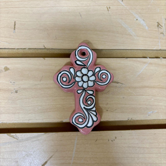 Hand Painted Mini Clover Cross - Authentic Ceramic Hand Painted Mexican Talavera