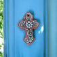 Hand Painted Mini Clover Cross - Authentic Ceramic Hand Painted Mexican Talavera