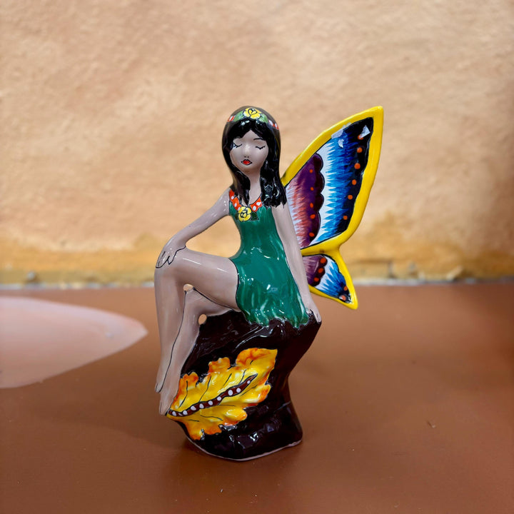 Hand Painted Fairy on Rock Figure