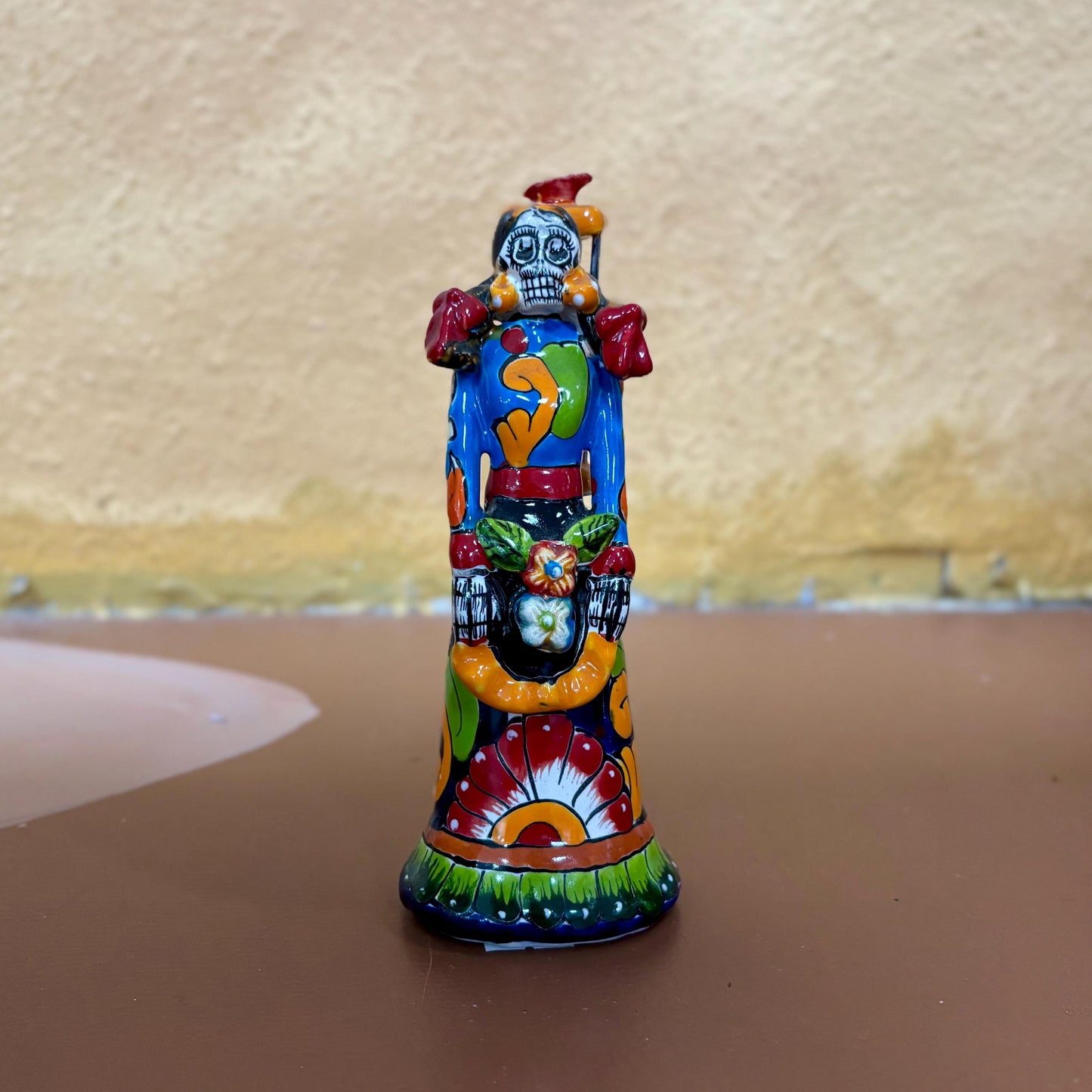 Hand Painted Bird Catrina Day of the Dead Sculpture Statue, Authentic Ceramic Hand Crafted Mexican Talavera