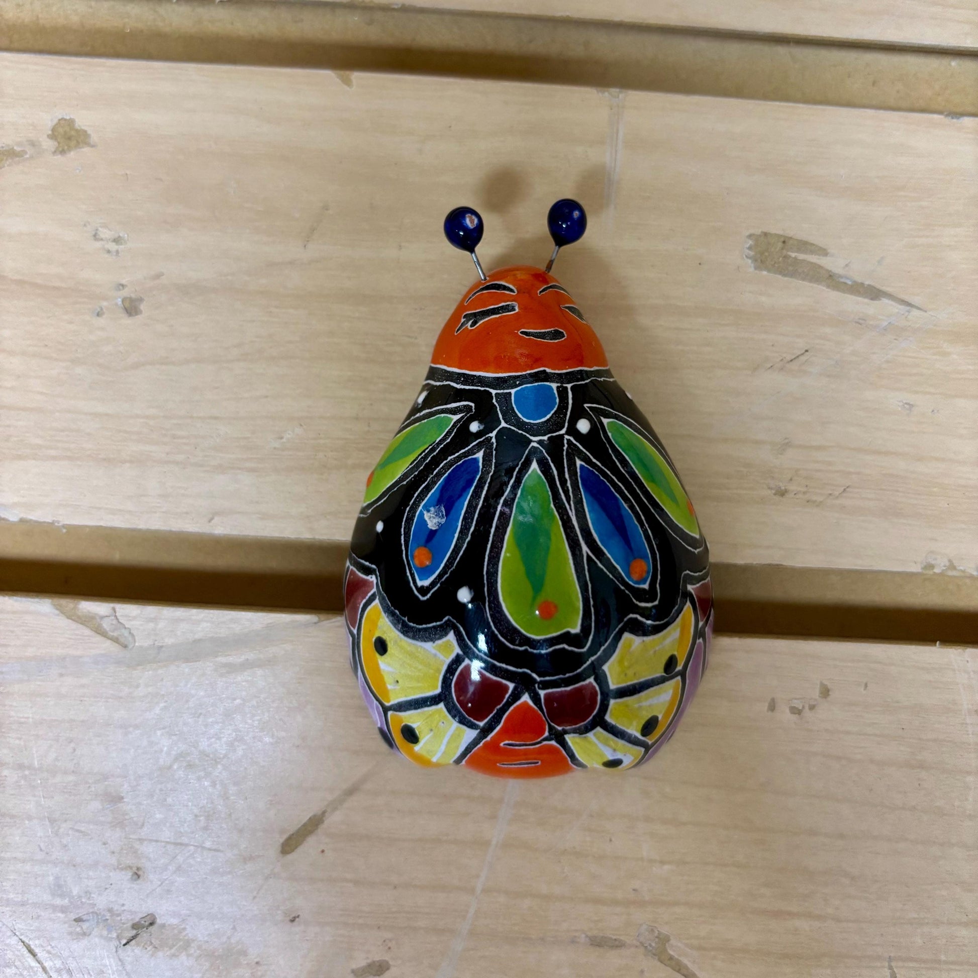 Cute Hand Painted Ladybug Figure, Authentic Mexican Ceramic Hand Crafted Talavera