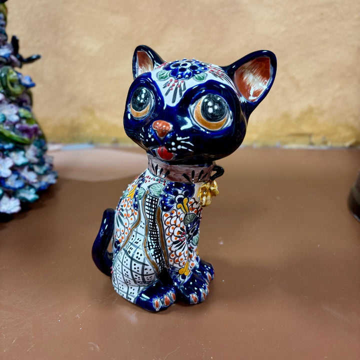 Hand Painted Sitting Cat Sculpture