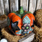 Hollow Hand Painted Pumpkin Thanksgiving Holiday Statue For Tea Candle, Authentic Mexican Ceramic Hand Crafted Talavera