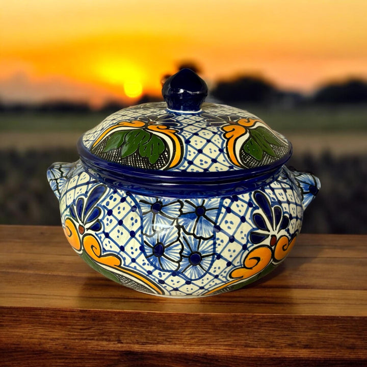 Handmade Talavera Soup Serving Bowl with Lid “Sopera”