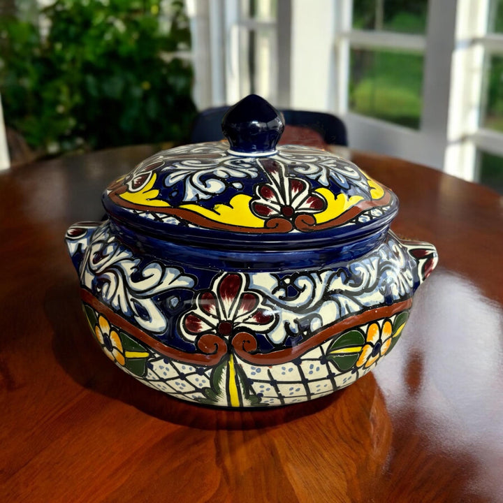 Handmade Talavera Soup Serving Bowl with Lid “Sopera”